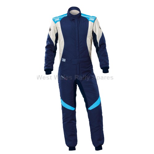 OMP First Evo Race Suit Navy Blue/ Cyan/White OMP First Evo Race Suit Navy Blue/ Cyan/White