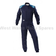OMP First S Race Suit Navy Blue-Cyan