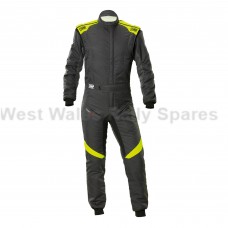 OMP First Evo Race Suit Black - Fluro Yellow