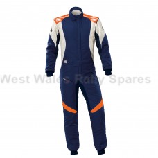 OMP First Evo Race Suit Navy Blue/Orange/White OMP First Evo Race Suit Navy Blue/Orange/White