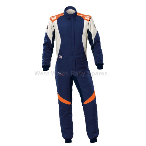 OMP First Evo Race Suit Navy Blue/Orange/White